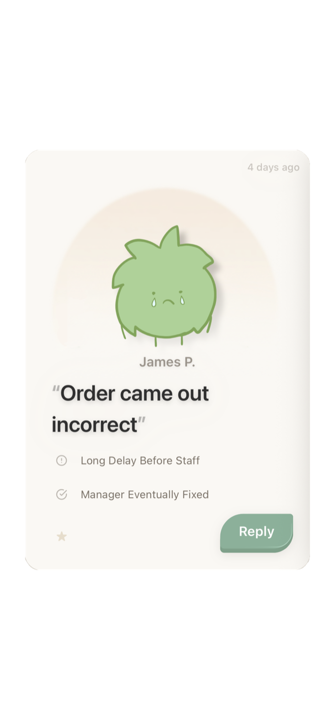 ReVloom review card from James P. — one star, order came out incorrect